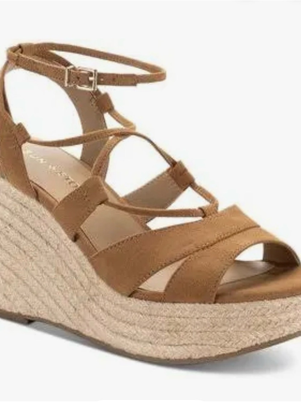 Sun + Stone Tinsleyy Strappy Espadrille Wedge Sandals TAN Microsuede, 10M NEW